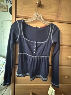 Navy Blue Rewind Babydoll Top